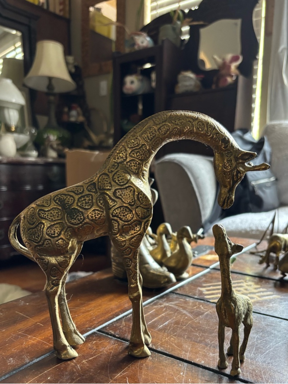 Brass Giraffe Figurine Pair - Ornate Detailing